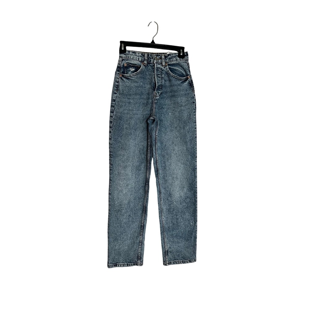 HM Divided Womens High Waist Straight Leg Acid Wash Blue Jeans Size 0 0979373 6